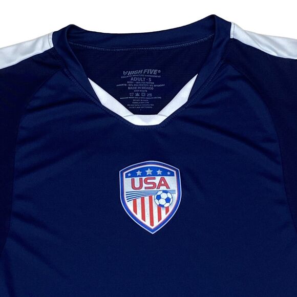 High Five USA Soccer Jersey Blue White Adult Size Small Short Sleeve Pullover - Picture 8 of 10